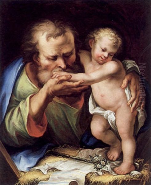 Der Heilige Joseph Mit Dem Jesusknaben by Josef Ferdinand Fromiller