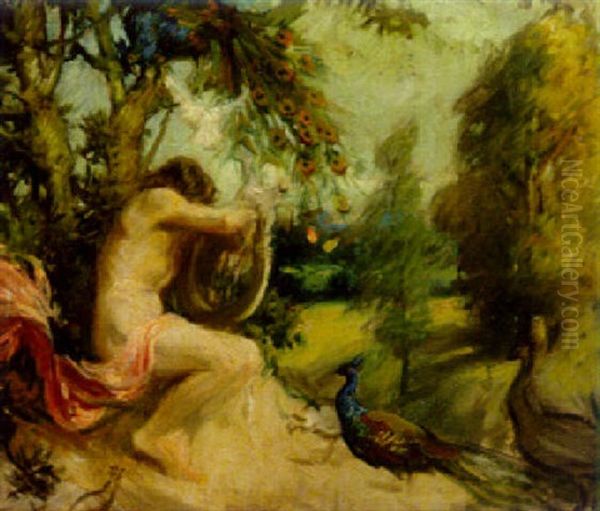 Orpheus With Peacocks by Charles Wellington Furse