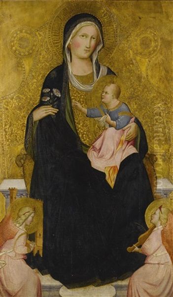 Madonna And Child Enthroned With Music-making Angels by Agnolo di Taddeo Gaddi