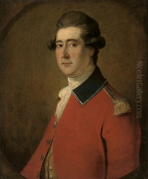 Portrait Of An Officer In A Red Coat, In A Feigned Oval by Thomas Gainsborough