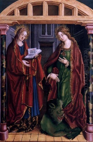 Maria Magdalena Y Santa Margarita(?) by Fernando Gallego y Taller