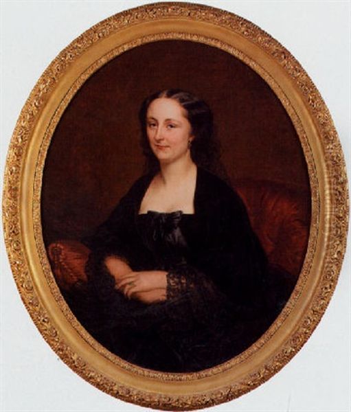 Portrait Of A Lady In Black (a Member Of The Gaudet Family Of St. James Parish ?) by Henri-Augustin Gambard