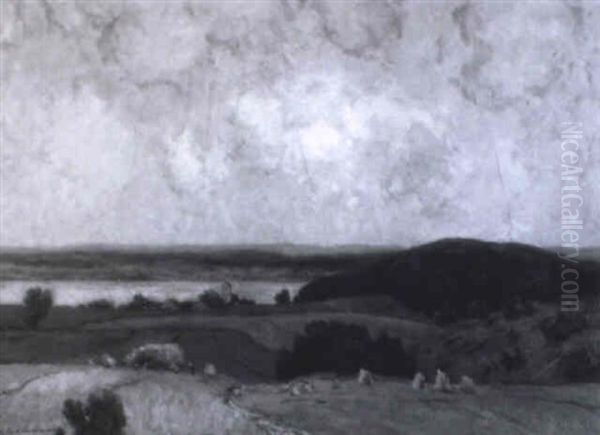 Zurichseelandschaft Mit Heuernte by Otto Gampert