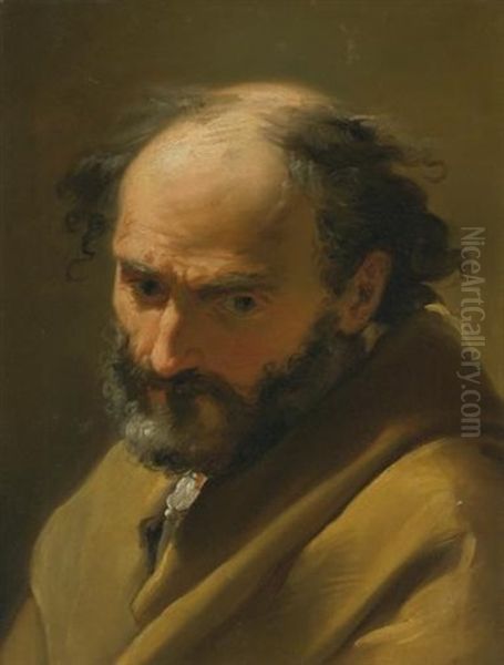 A Bearded Man, Bust Length, In A Grey Cape by Ubaldo Gandolfi