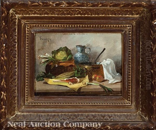 Natures Mortes Dans La Cuisine (pair) by Achille E. Conrad Garanga