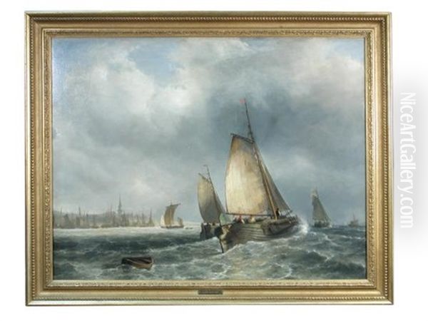 A Sailing Ship In Choppy Seas by William Garthwaite