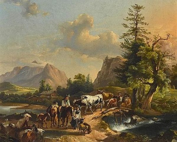 Ein Alpenzug Aus Berchtesgaden by Friedrich Gauermann