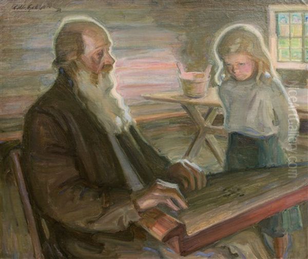 The Old Kantele-player by Albert Gebhard