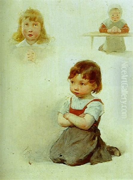 Petite Fille Aux Bras Croises by Henry Jules Jean Geoffroy