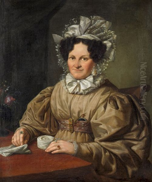 Sitzende Dame Bei Einer Handarbeit by Friedrich Traugott Georgi