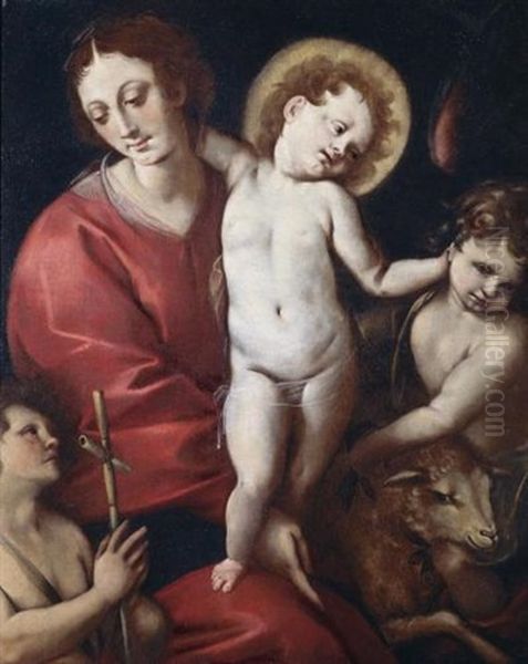 Madonna Col Bambino, San Giovannino Ed Un Angelo by Melchiorre Gherardini