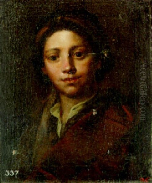 A Youth, Bust-length, In A Brown Coat And Cap by Vittore Giuseppe Ghislandi (Fra' Galgario)