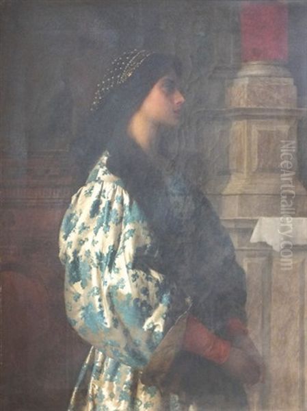 An Italian Girl In An Elaborate Costume by Raffaele Giannetti