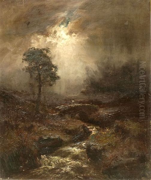 Moonlit River Landscape by William Alfred Gibson