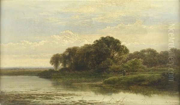 Flusslandschaft Mit Figuraler Staffage by Arthur Gilbert