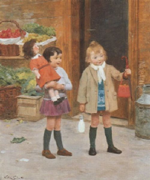 Petites Filles En Promenade by Victor Gabriel Gilbert