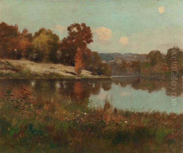 Autumn Landscape With Pond by Delancey W. Gill