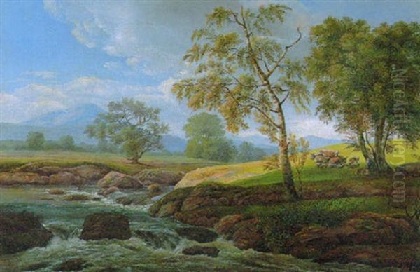 Landschaft Am Millischauer In Bohmen by Christian Friedrich Gille