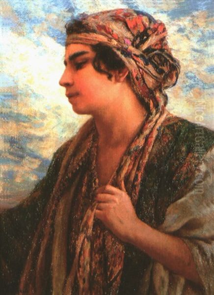 Jeune Marocaine Au Foulard Multicolore by Louis Auguste Girardot