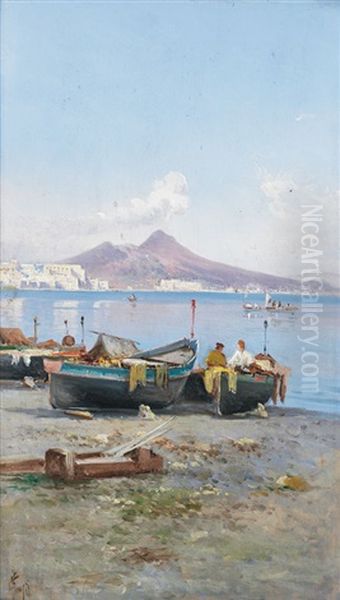 Veduta Del Vesuvio Dalla Spiaggia by Guglielmo Giusti