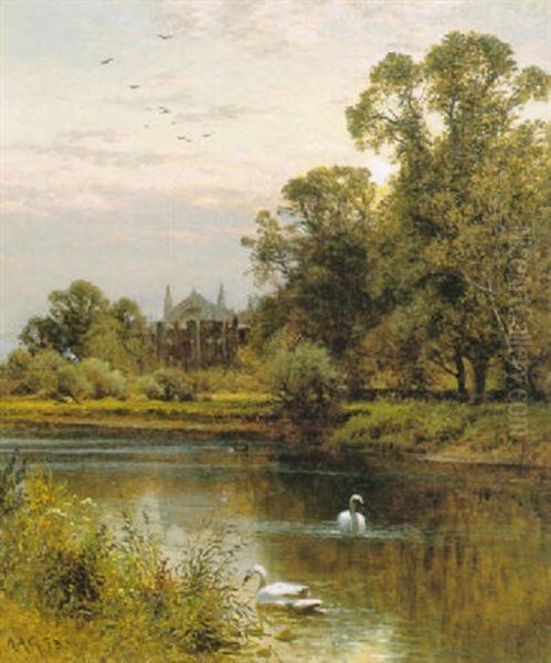 Eton College Chapel From The Thames by Alfred Augustus Glendening Sr.