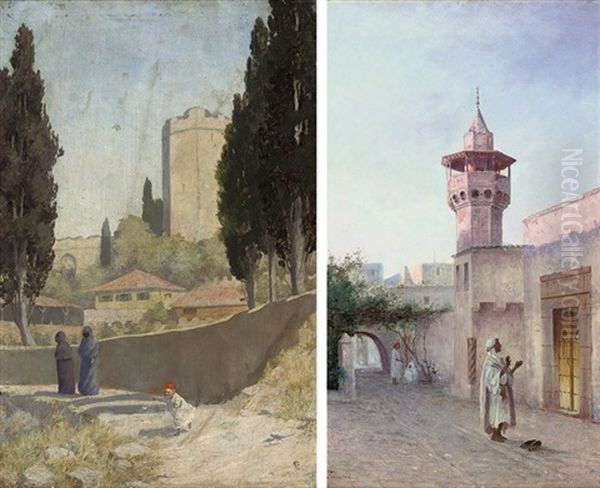 Chasing Butterflies Before Yedikule, Jerusalem by Frederick Goodall