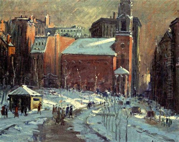 Park Street Church In Winter by Arthur Clifton Goodwin