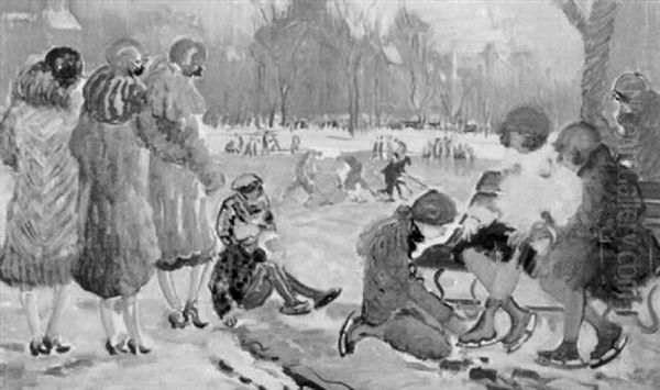 Skating At The Frog Pond, Boston's Public Garden by Arthur Clifton Goodwin