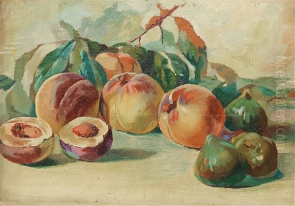 Still Life With Peaches And Figs by Ake Goeransson