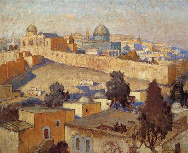 The Dome Of The Rock And The Walls Of Jerusalem by Konstantin Ivanovich Gorbatov