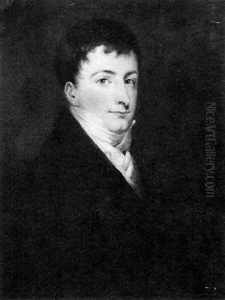 Portrait Of A Young Gentleman Wearing A White Stock And Black Coat by John Watson Gordon