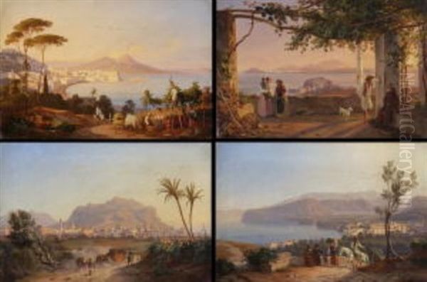 Neapel - Pozzuoli - Palermo - Sorrent by Carl (Karl) Wilhelm Goetzloff