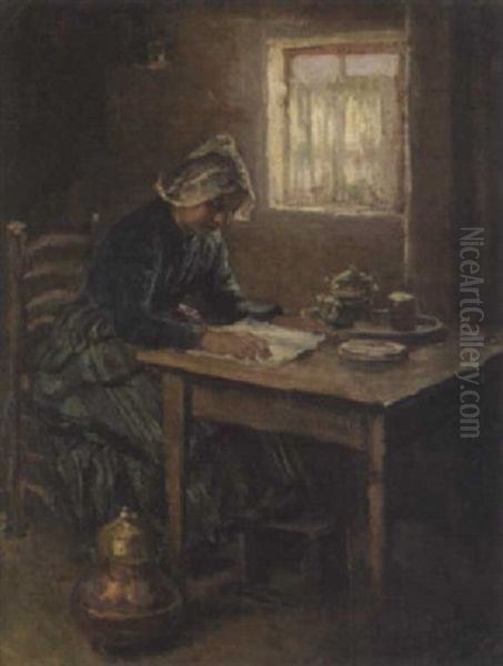 Woman Reading In A Dutch Interior by Robert Wadsworth Grafton