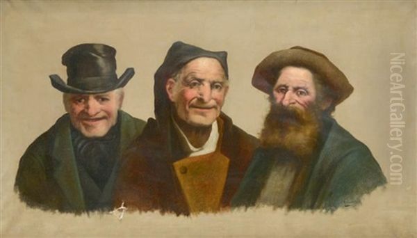 Triple Portrait D'hommes En Buste by Luis Graner y Arrufi