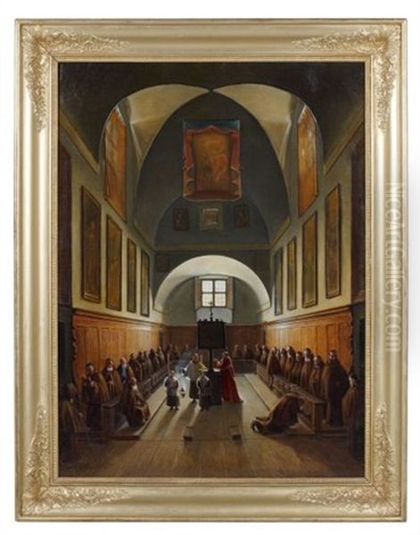 Le Choeur De La Chapelle Des Capucins De La Place Barberini A Rome by Francois Marius Granet