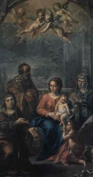 Sacra Famiglia Con San Giovannino, Sant'elisabetta E Una Santa by Ercole Graziani the Younger