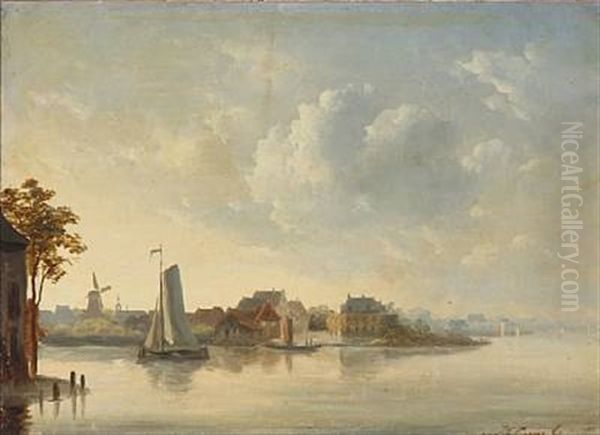 View Of A Dutch Canal by Johan Conrad Greive