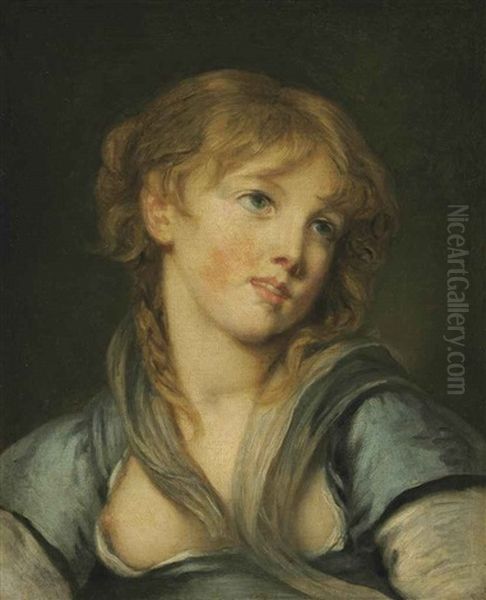 Portrait Of A Young Girl, Bust-length by Jean Baptiste Greuze