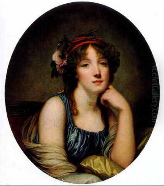 Portrait Of A Young Woman With Flowers In Her Hair (artist's Daughter?) by Jean Baptiste Greuze