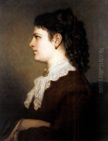 Portrait Einer Jungen Frau Im Profil by Christian Ludwig Griepenkerl