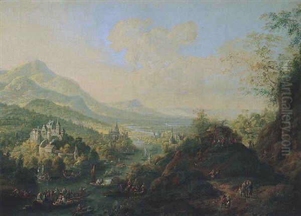 An Extensive Rhenish Landscape by Jan Griffier the Younger