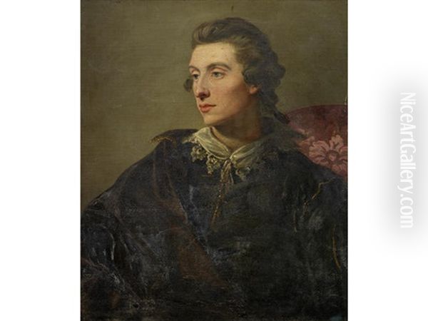 Portrait Of A Gentleman, Half-length, In Van Dyck Costume by Charles Grignion the Younger