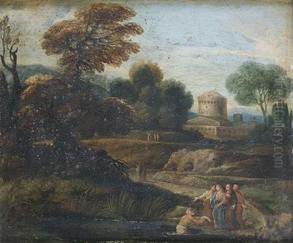 An Italianate Landscape With The Calling Of Saint Peter by Giovanni Francesco Grimaldi