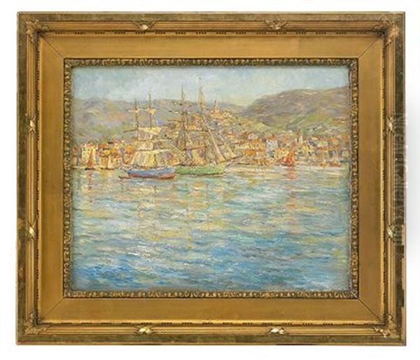 Sailing Ships In A Mediterranean Harbour by Nikolai Nikolaevich Gritsenko