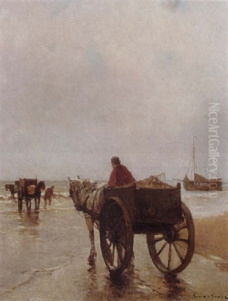 Shellfishers On The Beach by German Grobe