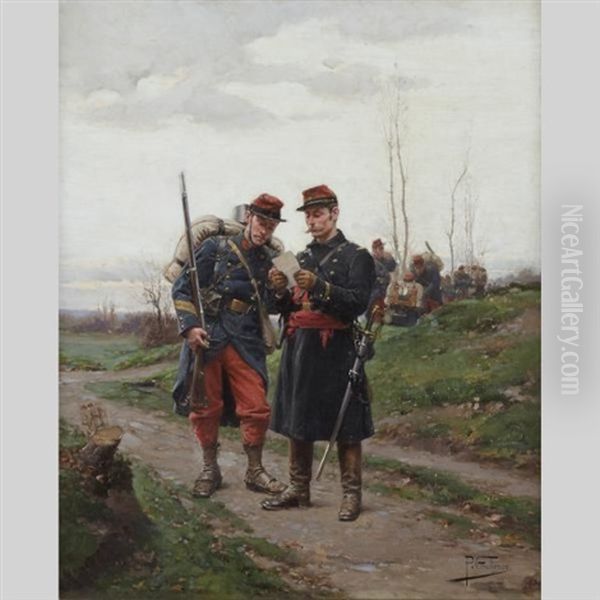 Infantry Soldiers Reading Directives by Paul (Louis Narcisse) Grolleron