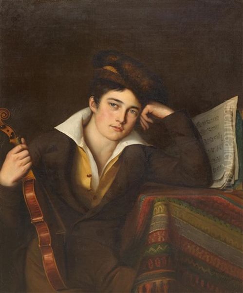 The Fiddle Player by Louis Aime Grosclaude