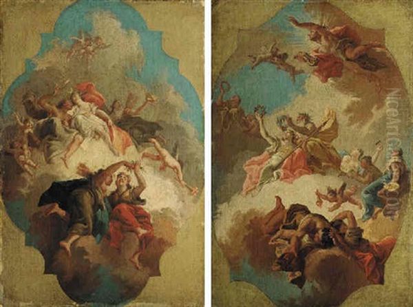 Diana And Orion And Allegorical Figures by Jacopo Guarana