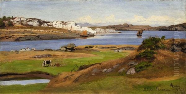 Wide Fjord Landscape by Hans Frederick Gude