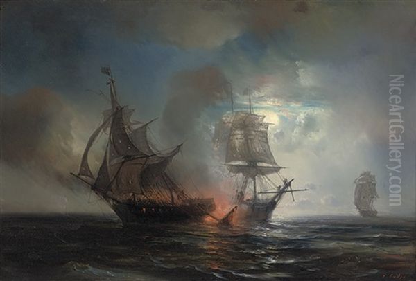 A Fierce Close Action by Baron Jean Antoine Theodore Gudin